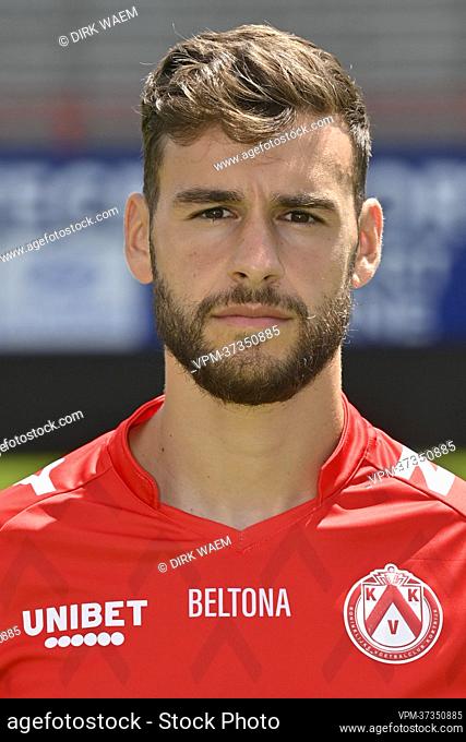 Kortrijk's Massimo Bruno poses for the photographer at the 2022-2023 photoshoot of Belgian Jupiler Pro League club KV Kortrijk, Tuesday 12 July 2022 in Kortrijk