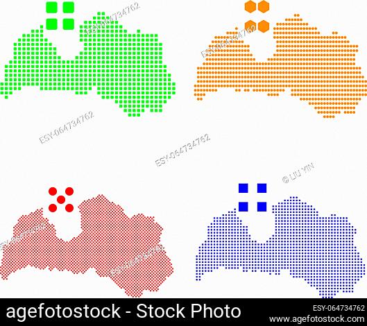 Vector illustration pixel map of Latvia