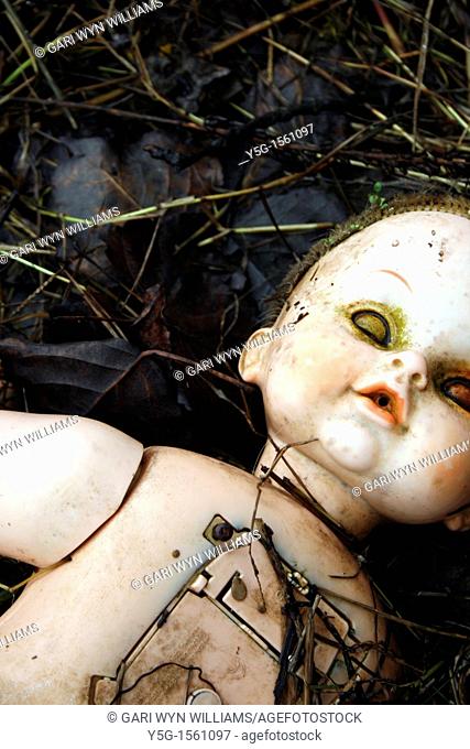baby doll washed up on river bank