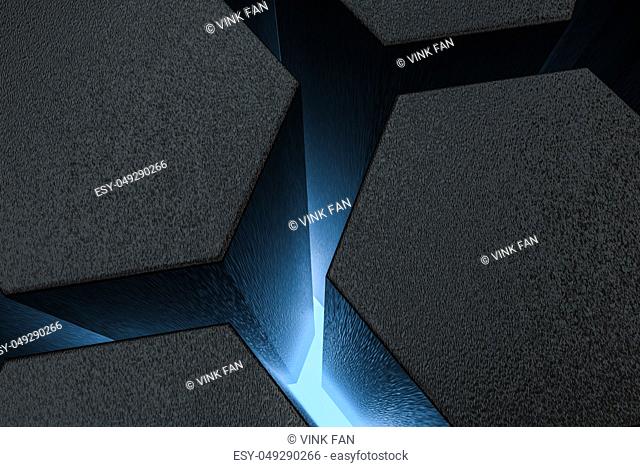 3d rendering, dark hexagonal background, sci-fi background, computer digital background