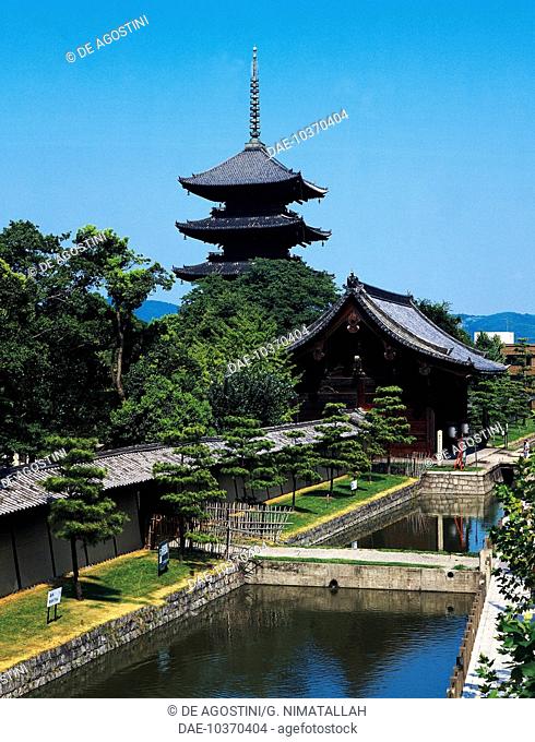 The pagoda of the five orders in the gardens of Toji Temple, Kyoto, Kansai, Japan, 9th century