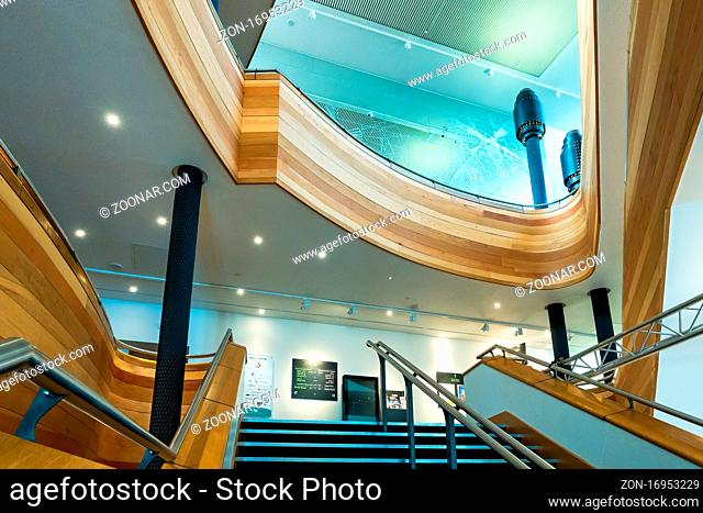 CARDIFF/UK - JULY 7 : Interior view of the staircases in the Millennium Theatre in Cardiff on July 7, 2019