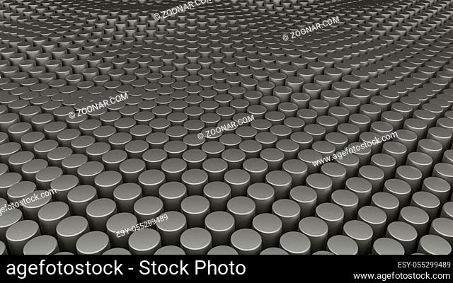 Many abstract cylinders, optical Illusion as sea waves, modern computer generated 3D render background