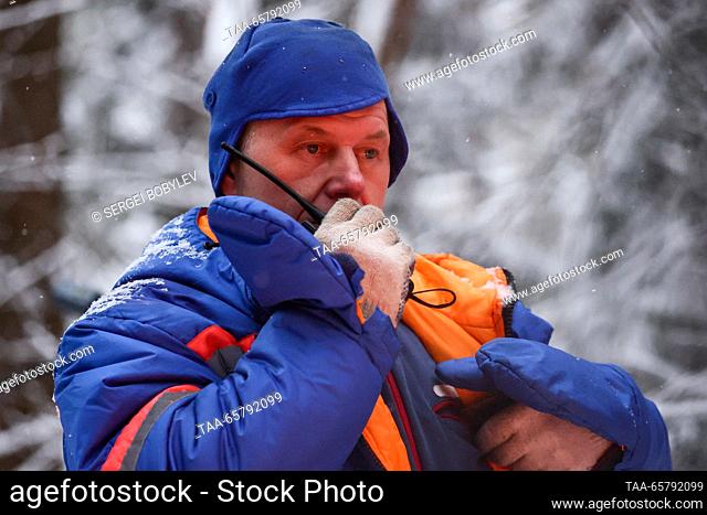 RUSSIA, MOSCOW REGION - DECEMBER 15, 2023: Roscosmos cosmonaut Oleg Novitsky of the main crew of the 21st visiting expedition to the International Space Station...