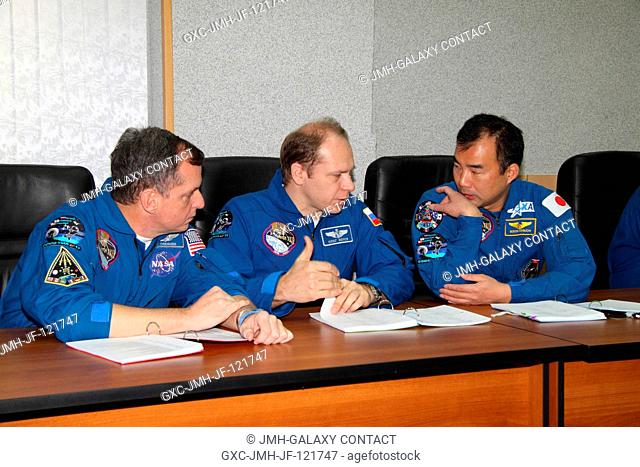 While awaiting next week's scheduled launch to the International Space Station, three crew members for Expedition 22 on Dec