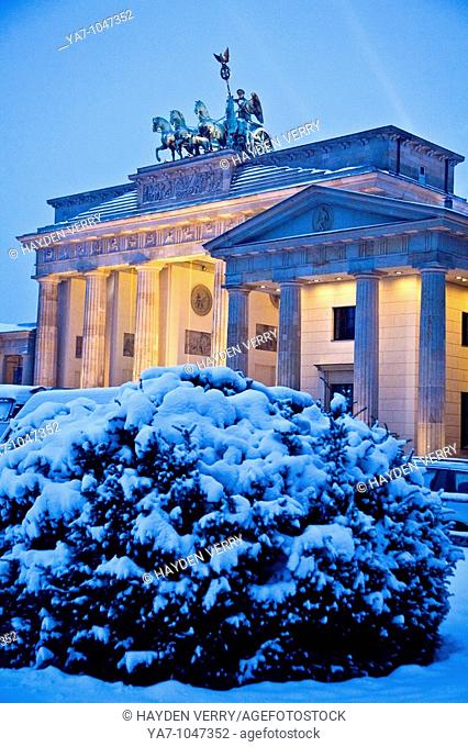 Brandenburg Gate Berlin Germany In Winter with Snow