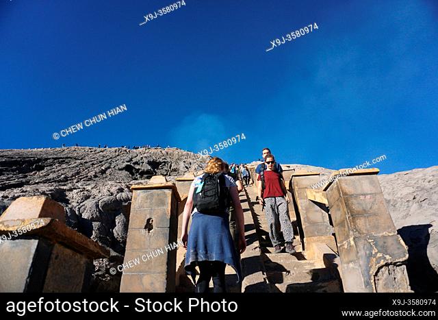 Staircase, views of the countryside, Cemoro Lawang or Cemorolawang, Eastern Java, Indonesia