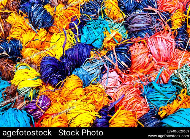 Bunch of decorative colorful handmade rafta ropes
