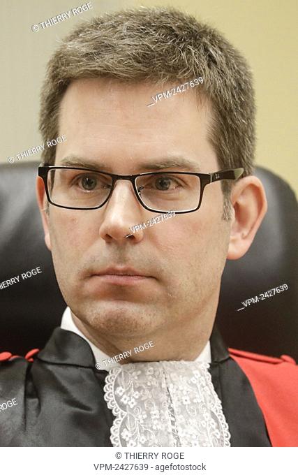 Public Prosecutor Laurens Dumont pictured during the jury constitution session for the trial of Stephanie Janssens and Davy Van Vreckem at the Assizes Court of...