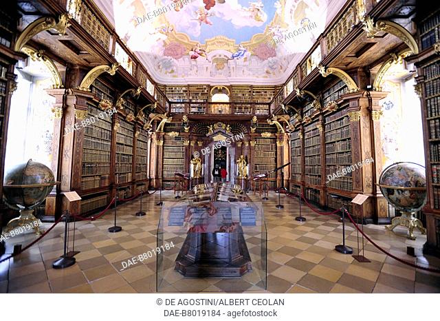 Library of the Benedictine Abbey of Melk, Wachau Cultural Landscape (UNESCO World Heritage Site, 2000), Austria, 18th century