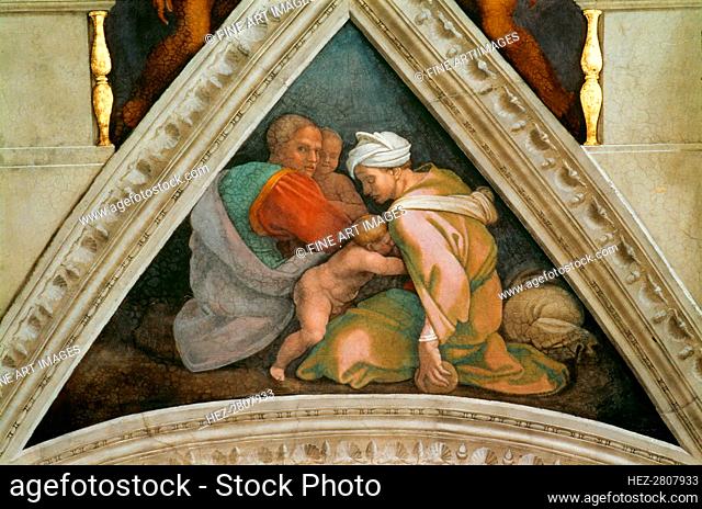 The Ancestors of Christ: Ozias (Sistine Chapel ceiling in the Vatican), 1508-1512. Creator: Buonarroti, Michelangelo (1475-1564)