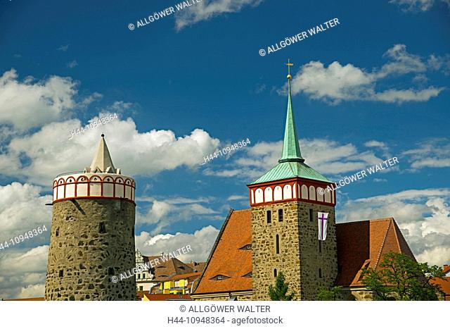 old, Bautzen, Budysin, Germany, Europe, Lusatia, Michael, church, Oberlausitz, Upper Lusatia, panorama, Saxony, water art