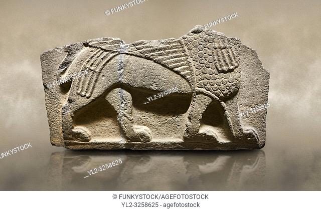 Photo of Hittite monumental relief sculpted orthostat stone panel from Water Gate Basalt, Karkamis, (Kargamis), Carchemish (Karkemish), 900-700 B.C