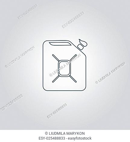 Jerrycan oil. Flat web icon, sign or button isolated on grey background. Collection modern trend concept design style vector illustration symbol