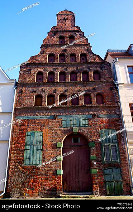 Baudenkmal in der historischen Altstadt, Wismar, Mecklenburg-Vorpommern, Deutschland