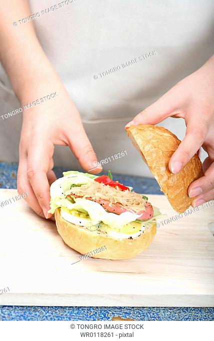 fastfood, ham hard roll sandwich