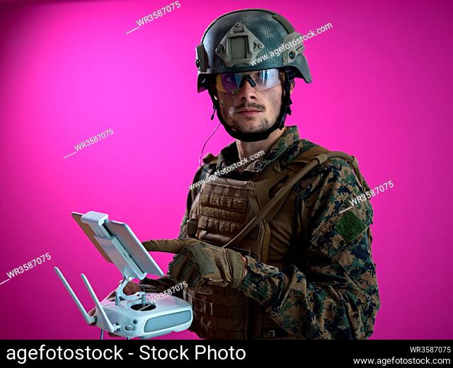 modern warfare soldier as drone control technician