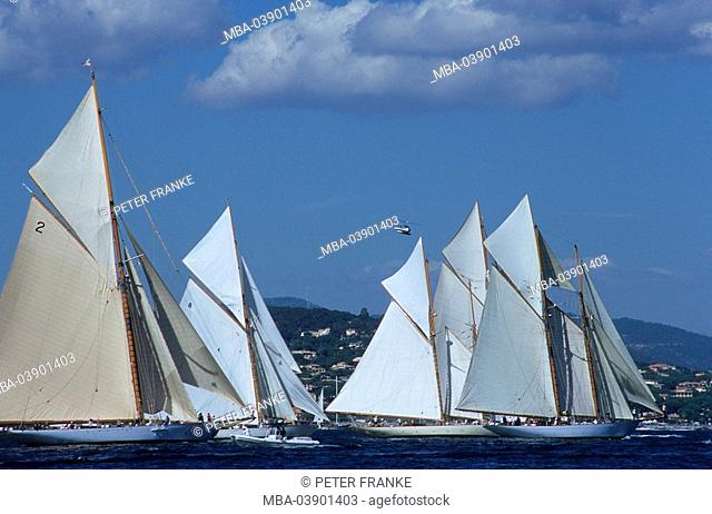 France, Cote d'Azur, St  Tropez, lake, sail-yachts, regatta