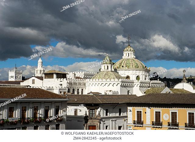 View from the San Francisco Plaza of Quito s cathedral in the historic center (UNESCO World Heritage Site) of the city of Quito, Ecuador