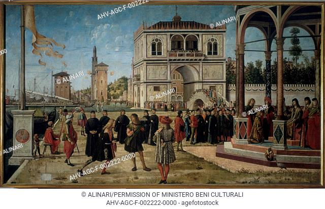 The Return of the English Ambassadors, detail of the cycle of Stories from the life of St. Ursula, by Vittore Carpaccio, in the Accademia Galleries in Venice...