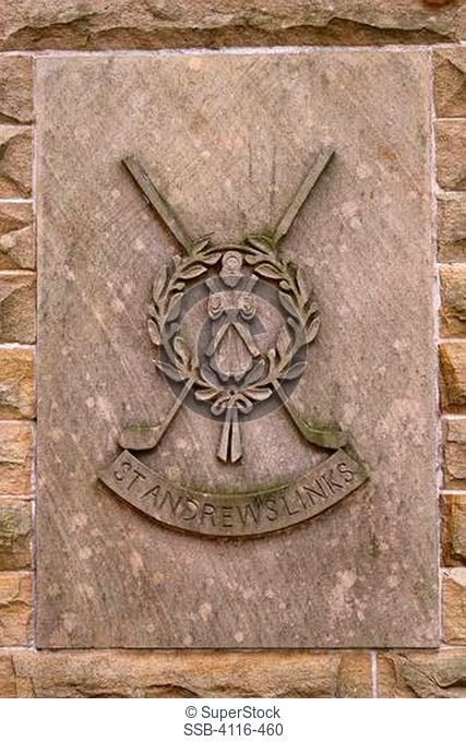 Close-up of a memorial plaque, St. Andrews, Fife, Scotland