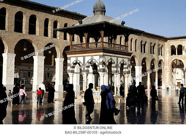 The Umayyad mosque in the middle of Souq or market in the Old Town of Damascus, Syria