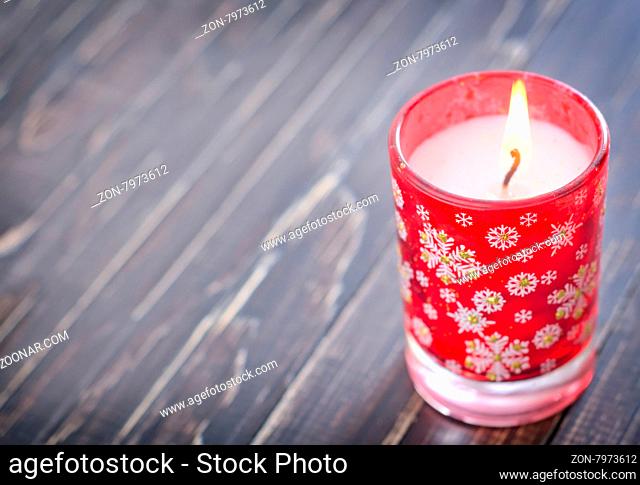 candle and christmas decoration
