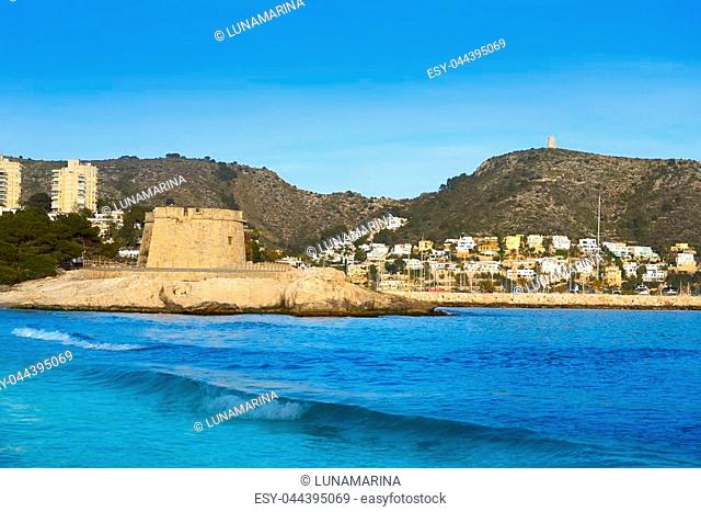 Moraira Castle and skyline in Teulada of Alicante province of Spain