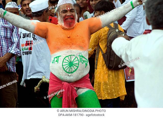 Anna Hazare Supporters man disguise monkey at ramlila maidan delhi India Asia