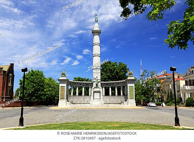 Jefferson Davis memorial on Monument Avenue, Richmond, Virginia