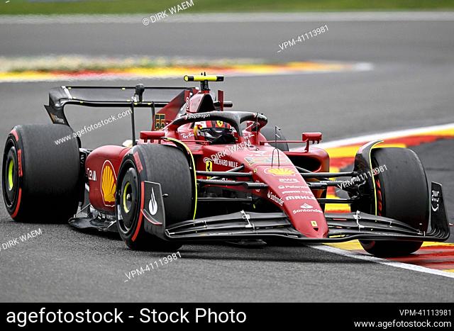 Scuderia Ferrari Spanish rider Carlos Sainz Jr. pictured during a practice session at the Grand Prix F1 of Belgium race, in Spa-Francorchamps
