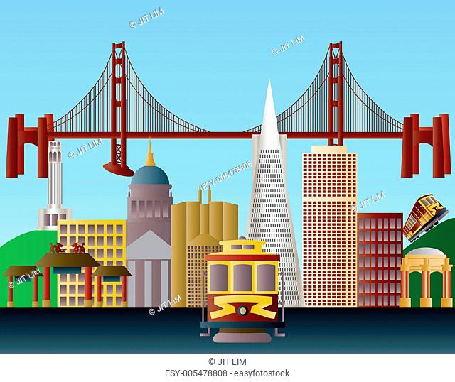 San Francisco City Skyline Illustration