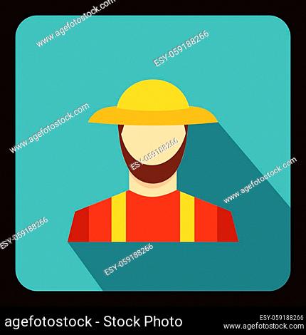 Farmer icon in flat style with long shadow. People symbol vector illustration