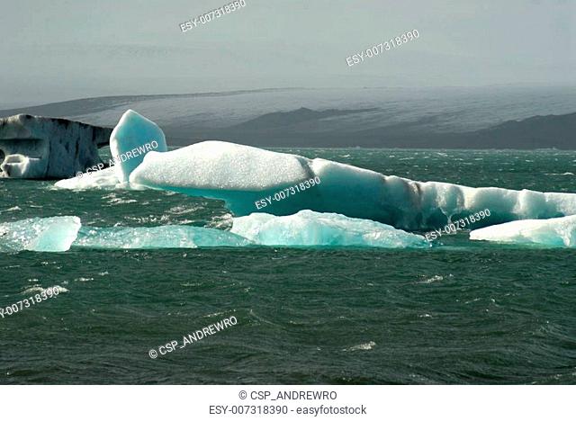 Gigantic iceberg floating on Jokulsarlon lagoon Iceland