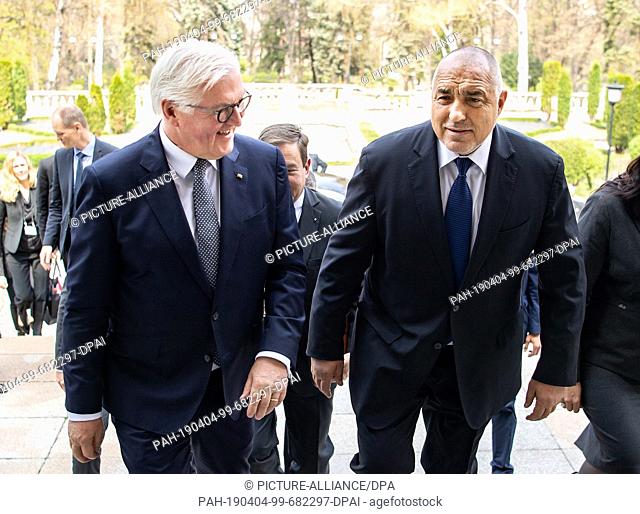 04 April 2019, Bulgaria, Sofia: Federal President Frank-Walter Steinmeier (l) and Boiko Borissow, Prime Minister of Bulgaria