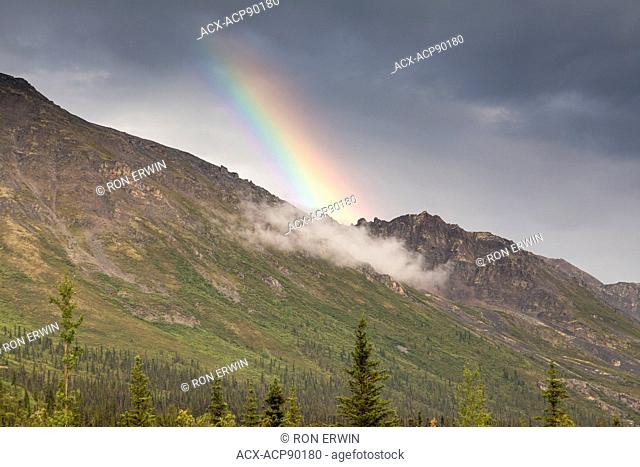 Rainbow in the Ogilvie Mountains in Tombstone Territorial Park, Yukon, Canada