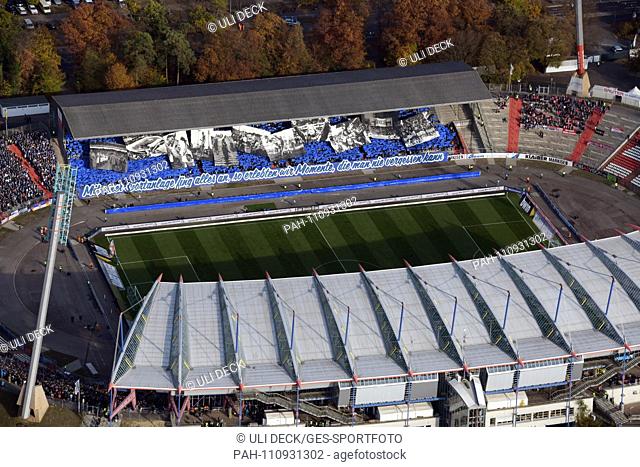 Today is the last game in the old Wildparkstadion. The new construction of the stadium starts on 05.11.2018. GES / football / aerial photos Last game at KSC...