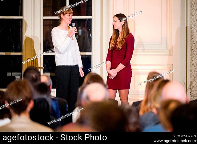 Illustration picture taken during the award ceremony of the 2023 edition of the Belgodyssee prize for young journalists, at the Royal Palace in Brussels
