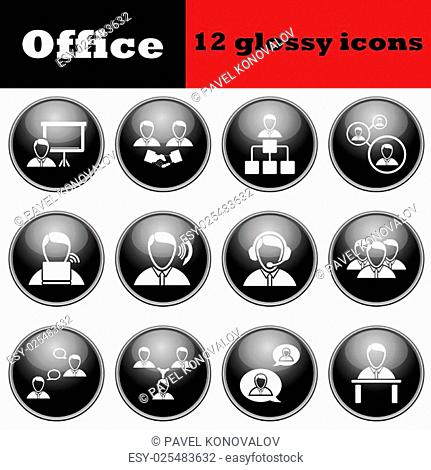 Set of business people glossy icons. EPS 10 vector illustration