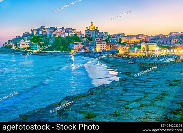 View of Porto Maurizio on the Italian Riviera in the province of Imperia, Liguria, Italy