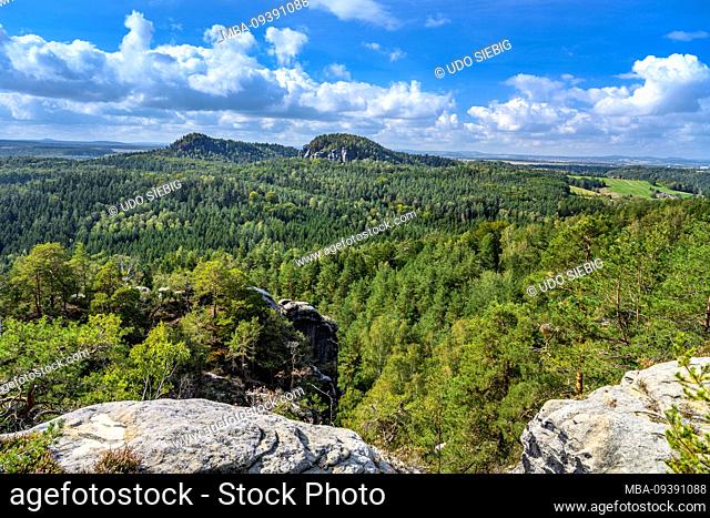 Germany, Saxony, Saxon Switzerland, Struppen, district Weissig, Rauenstein, view of the bear stones