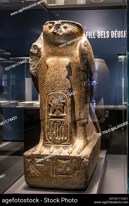 statue of the god Re-Horakhty, granite, Dynasty XIX, reign of Rameses II, 1279-1213 BC, Tell el -Maskhuta, Egypt, (Centre Cultural La Caixa - Palma)
