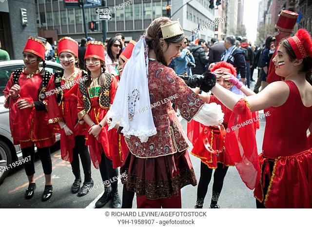 Iranian-Americans and supporters at the 10th annual Persian Parade on Madison Ave. in New York. The parade celebrates Nowruz, New Year in the Farsi language
