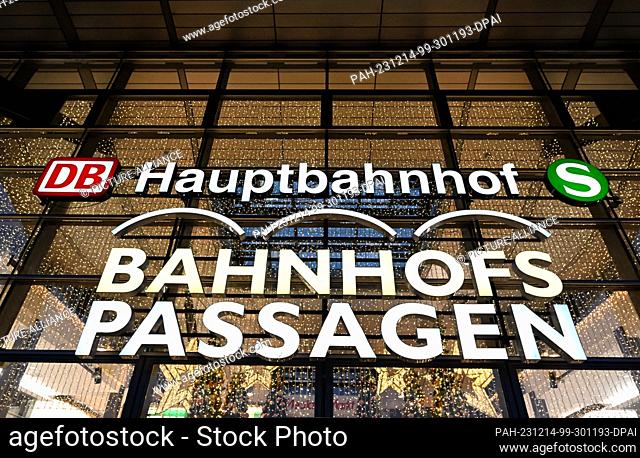 14 December 2023, Brandenburg, Potsdam: The lettering ""Bahnhofs-Passagen"" stands above the entrance to the main station. Photo: Soeren Stache/dpa