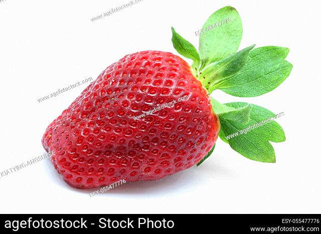 macro shot of Strawberry isolated over white background