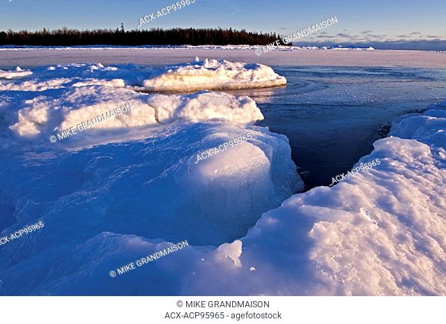 Ice on shore of Lake Huron. South Baymouth. Manitoulin Island Ontario Canada