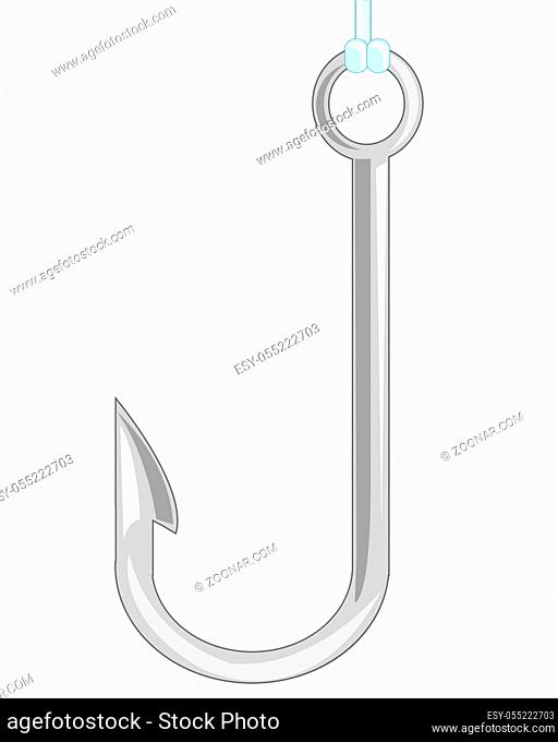 Sharp hook for fishing on white background is insulated