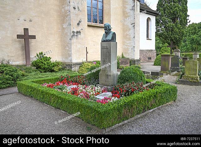 Grave Poet Germany Song Heinrich von Fallersleben, Cemetery, Garden, Benedictine Abbey Corvey, Höxter, North Rhine-Westphalia, Germany, Europe