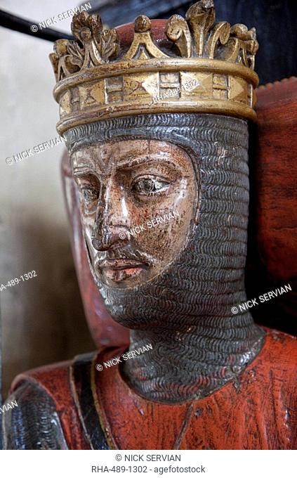 Oak effigy of Robert, Duke of Normandy, died 1134, son of William the Conqueror, Gloucester Cathedral, Gloucestershire, England, United Kingdom, Europe