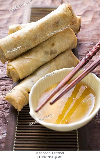 Spring rolls with sweet and sour sauce Thailand